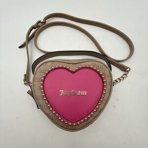 Juicy Couture Love Never Dies Mini Crossbody Bag Taupe and  pink  with Studs